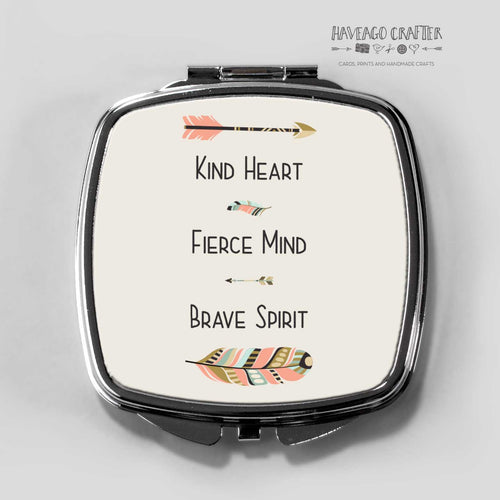 Kind heart compact pocket mirror. - Haveago Crafter