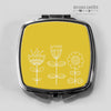 Doodle flowers compact pocket mirror in yellow. - Haveago Crafter