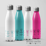 Doodle flower design insulated stainless steel water bottle in various colours. - Haveago Crafter