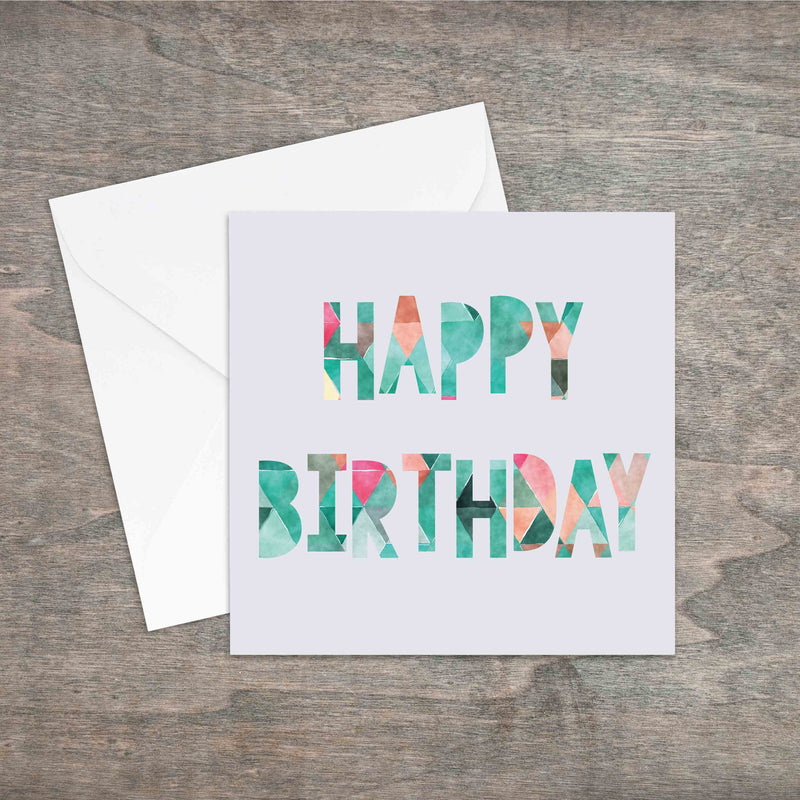 Happy birthday geometric effect printed greetings card. - Haveago Crafter