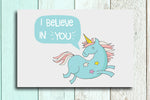 I believe in you unicorn, Never half-ass and Thank you geometric postcards - Haveago Crafter